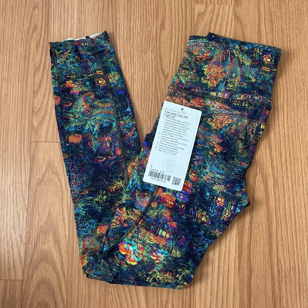❤️ Lululemon Fast & Free 25” Print Legging Size 2 NWT